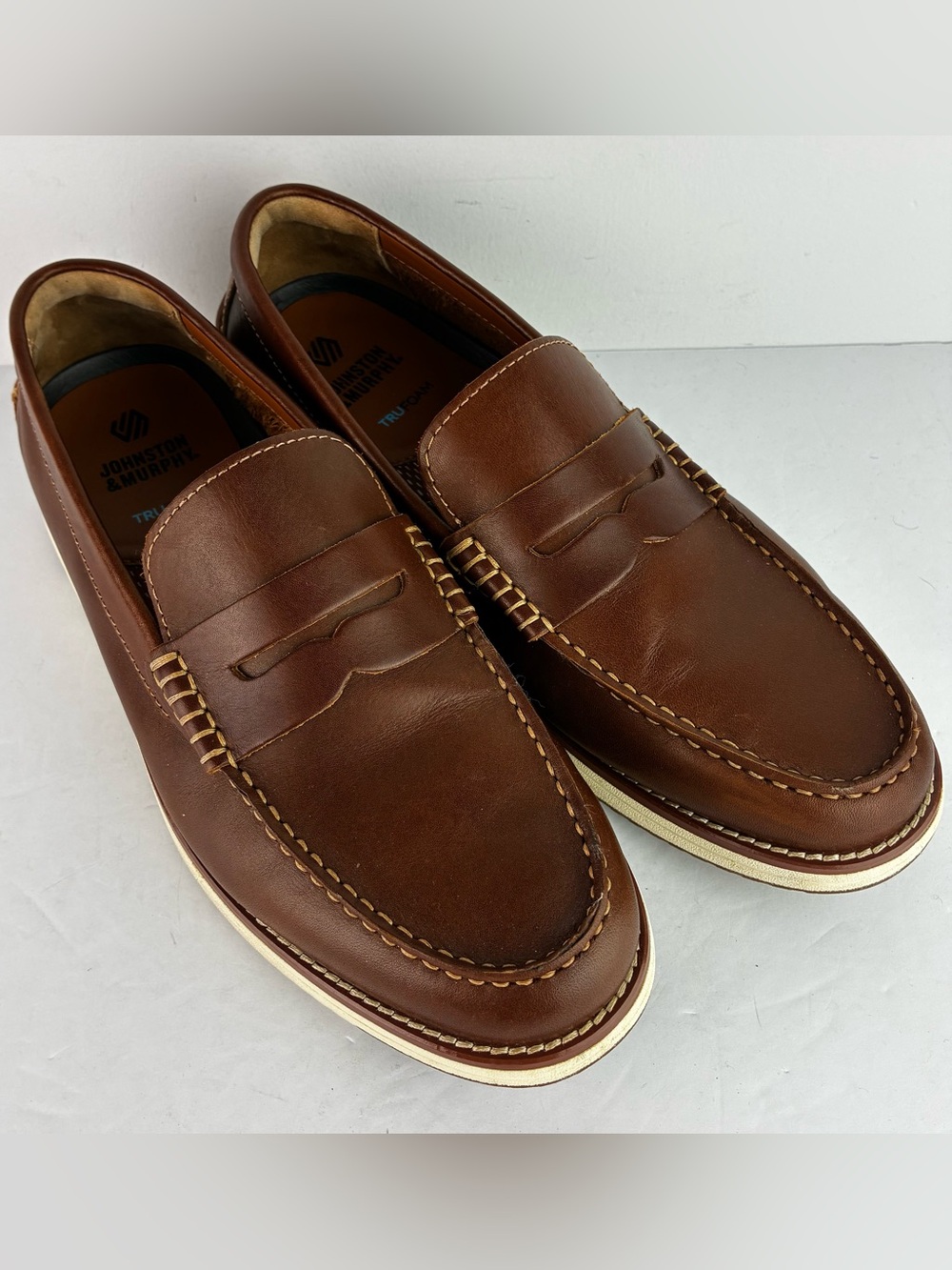 Johnston & Murphy Upton Brown Leather Penny Loafers